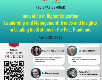 Virtual Seminar on “Innovation in higher education leadership and management: Trends and insights in leading institutions in the post pandemic”